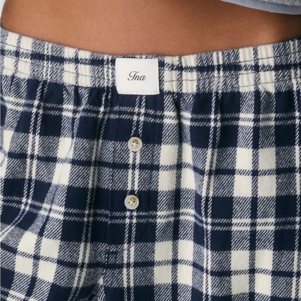 Aritzia Slowdown 100% Cotton Plaid Low Rise Wide Leg Pants - Picture 2 of 8